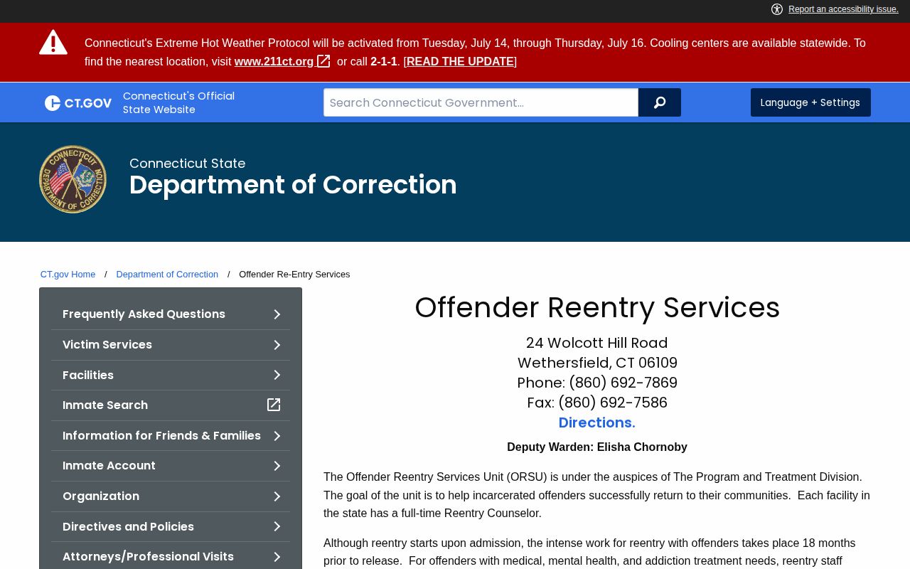 Waterbury County release ID and property CT DOC re-entry services